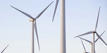 Aerial view of rural power lines
