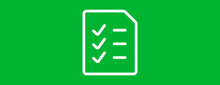 Icon of a checklist representing rapid sampling and testing
