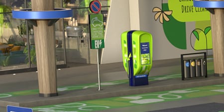 Ev charger overlapped with vertical sigange.
