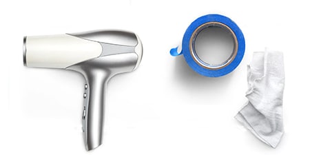 Image showing cloth, 3M masking tape and hair dryer as recommended equipment
