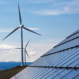 Wind turbines in a field