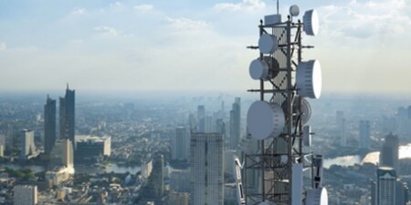 antenna tower with blue sky background

