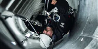Man working in a confined space
