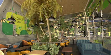 Ev charging station desinged with architectural finishes products.
