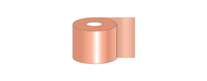Illustration of conductive foil tapes with a copper material.
