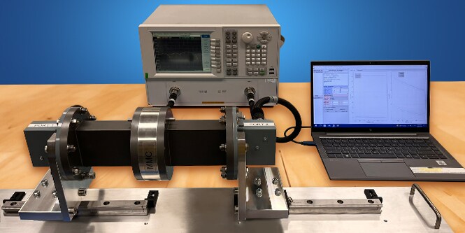 Various devices set up to test EMI/RFI and the shielding, grounding and absorbing properties of 3M materials.
