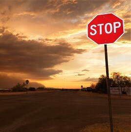 Reflective road sign in the dark