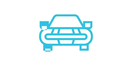 Protect against shock, vibration and noise icon of the front of a vehicle.
