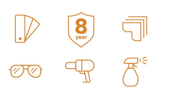 Group of icons symbolizing vehicle owner benefits.
