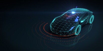 Rendering of a car concept showing sensor array.
