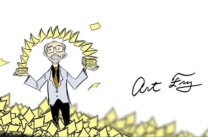 A doodle of Post-it Note co-inventor Art Fry.
