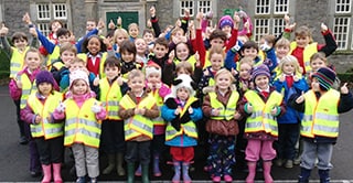 Children from Brennand's Endowed Primary School dressed up in 3M Scotchlite high visibility vests for a