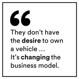 “They don’t have the desire to own a vehicle. It’s changing the business model.” – Abs Master, 3M