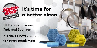 Image showing the new Scotch-Brite Scour Pad 96HEX in action
