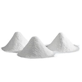 Three piles of glass bubbles