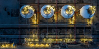 aerial view of industrial plant at night
