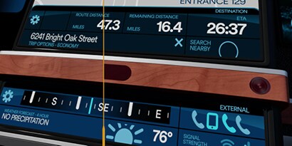 Zoomed in view of a center information display showing infrared sensors.
