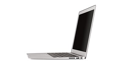 Laptop turned to show privacy 