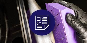 icon on background image of technician sanding with a flexible block
