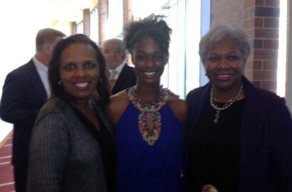 Gabrielle Brown with Kim Price, VP of 3Mgives, and Dr. Fayneese Miller at the 3M African American Leadership Forum dinner.