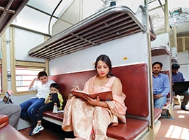 Passengers in a train in India