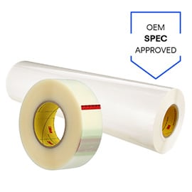 Rolls of 3M™ Polyurethane Protective Tape 8673 and 3M™ Polyurethane Protective Tape 8681HS.