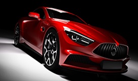 Image showing red sports car on black, gry and white backgroung
