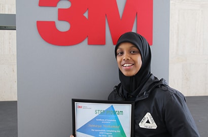 Sumaya Muhamed, a 3M STEP intern, at the 3M campus in St. Paul.