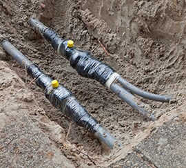 Electrical resin kit shown in ground