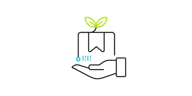 Line art icon of a present representing innovative products and technologies.
