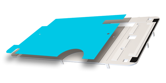 3D illustration of 3M EMI Absorbers inserted between modules.
