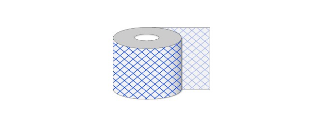 Illustration of conductive fabric tapes with a line grid representing the fabric material.
