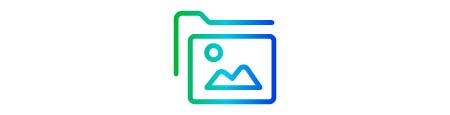 Marketing assets icon in green and blue gradient
