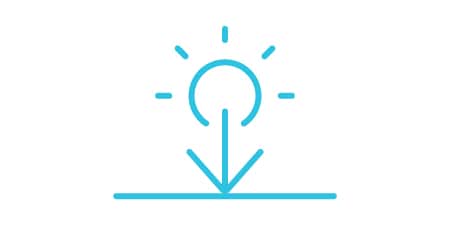 Reduce solar irradiance in the HUD icon of a sun with an arrow pointing down.
