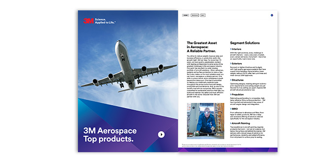 Preview thumbnails of 3M Aerospace Top Products Brochure.

