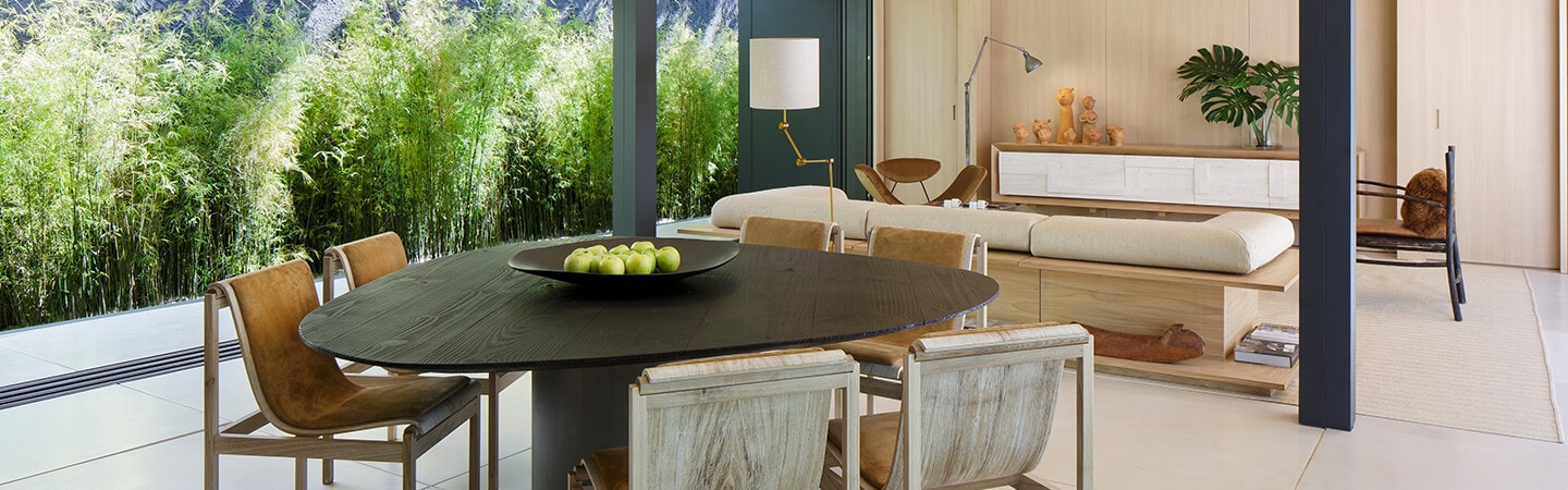 living space with natural surface finishes
