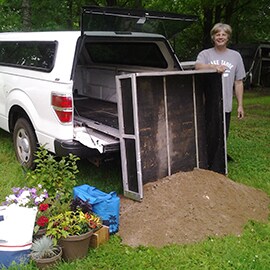 Marty Ferkul demonstrates his invention – the Cargo Handling System