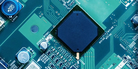 A close-up of a silicone circuit board.
