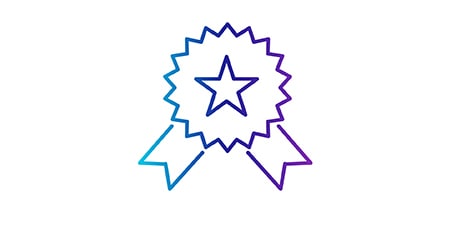 Icon showing a medal with ribbons
