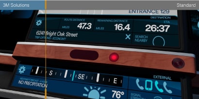 Interior of a car showing the information display.