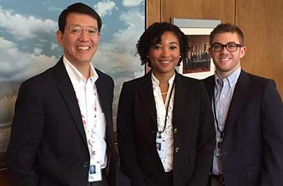 3M Legal intern Isis Freeman with 3M General Counsel Ivan Fong and fellow intern Micah.