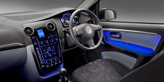 Interior trim film on the interior of a luxury vehicle.
