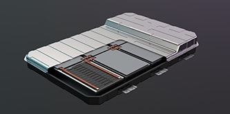 3D rendering of an EV battery.