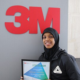 Sumaya Muhamed, a 3M STEP intern, at the 3M campus in St. Paul. 