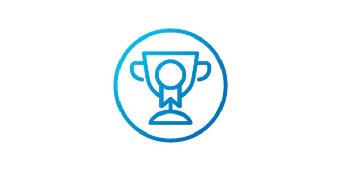 icon of a trophy with ribbon
