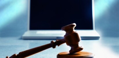 Laptop shown in a legal context
