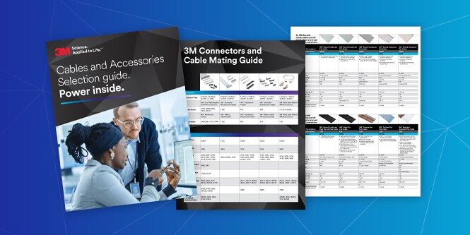 Cable mating guide document laid out on a geometric blue background.
