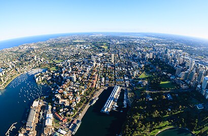 Aerial view of Canadian city.