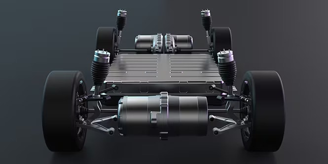 EV battery chassis and wheels