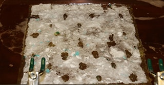 Close-up of nonwoven material, made at 3M and used to adsorb oil and other spills